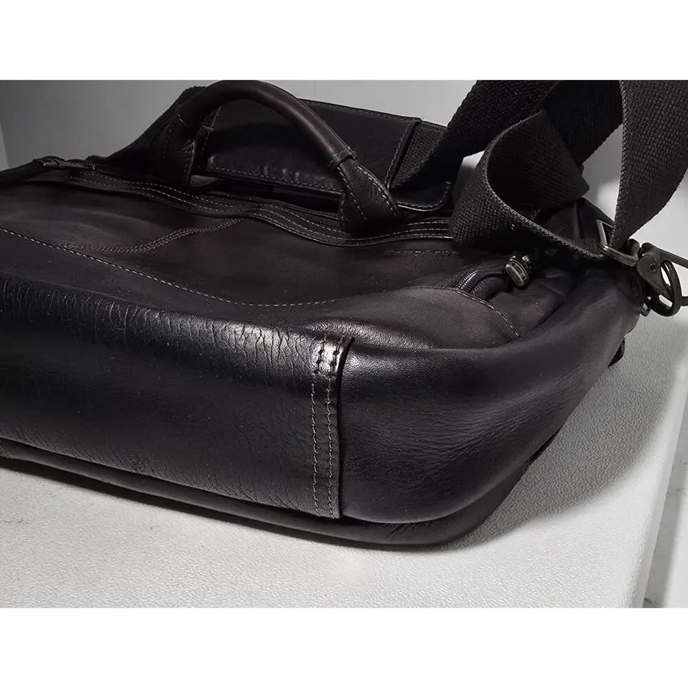 Samsonite Brown/Black Leather Laptop Business Case Briefcase Case Bag